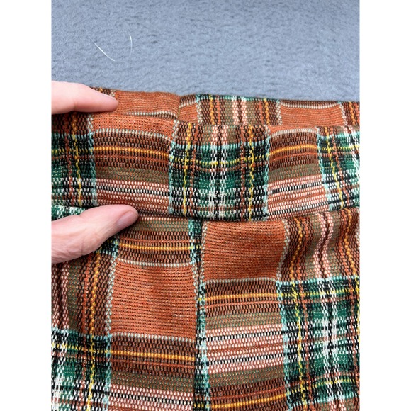 Free People Plaid Wide Leg Pants Sz Small Orange Green Retro Boho Festival - Picture 2 of 10